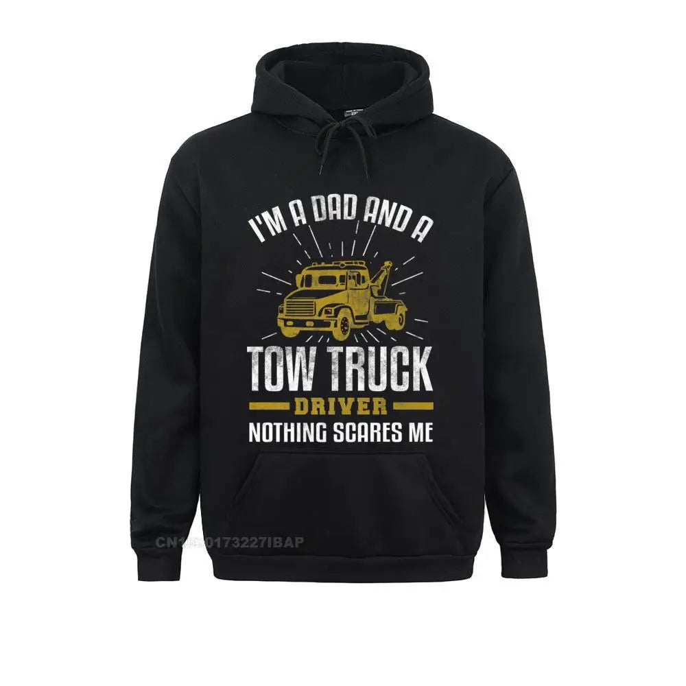 Mens Tow Truck Driver Dad Funny Tow Truck Father Premium Hooded Pullover Holiday3D Printed Hoodies Classic Hoods Mens