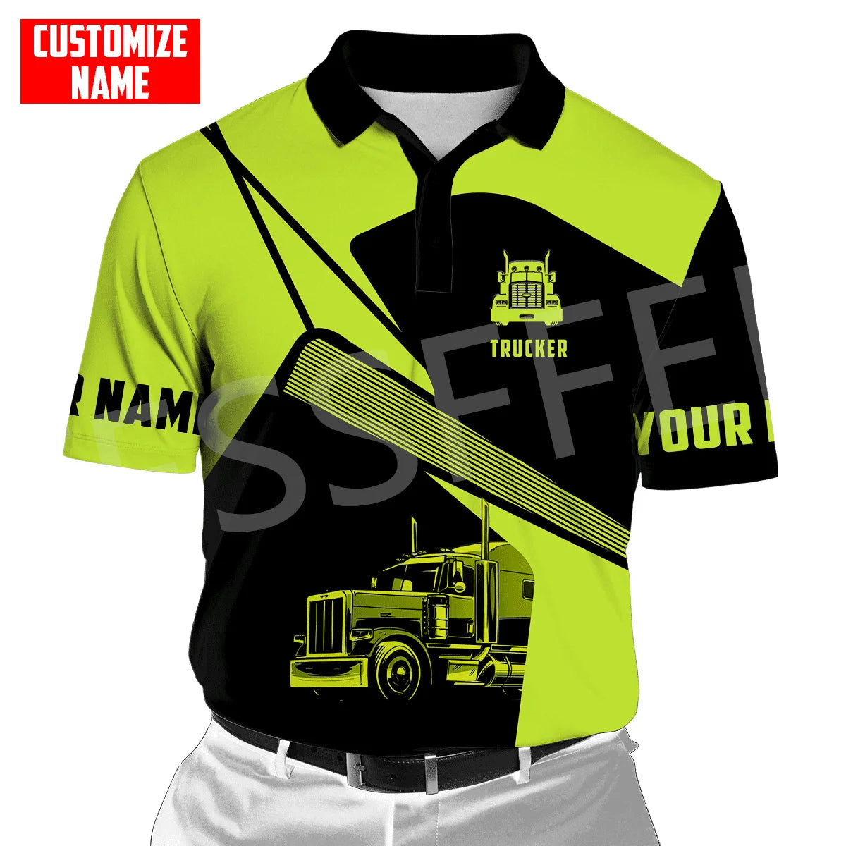 Custom Name Truck Operator Trucker Driver Worker 3DPrint Summer Tattoo Harajuku Polo Shirts Jersey Streetwear Short Sleeves AK3