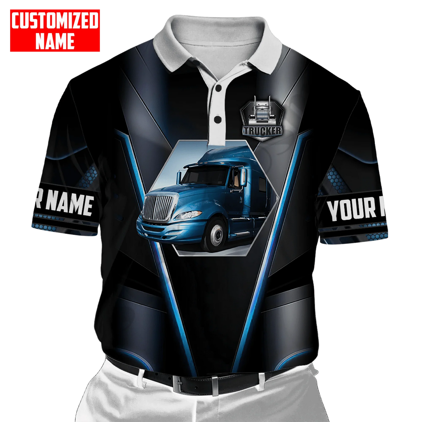PLstarCosmos 3DPrint Truck Job Worker Polo Shirt Custom Name Team Funny Summer Harajuku Sleeveless Tees Fitness Unisex Style-1