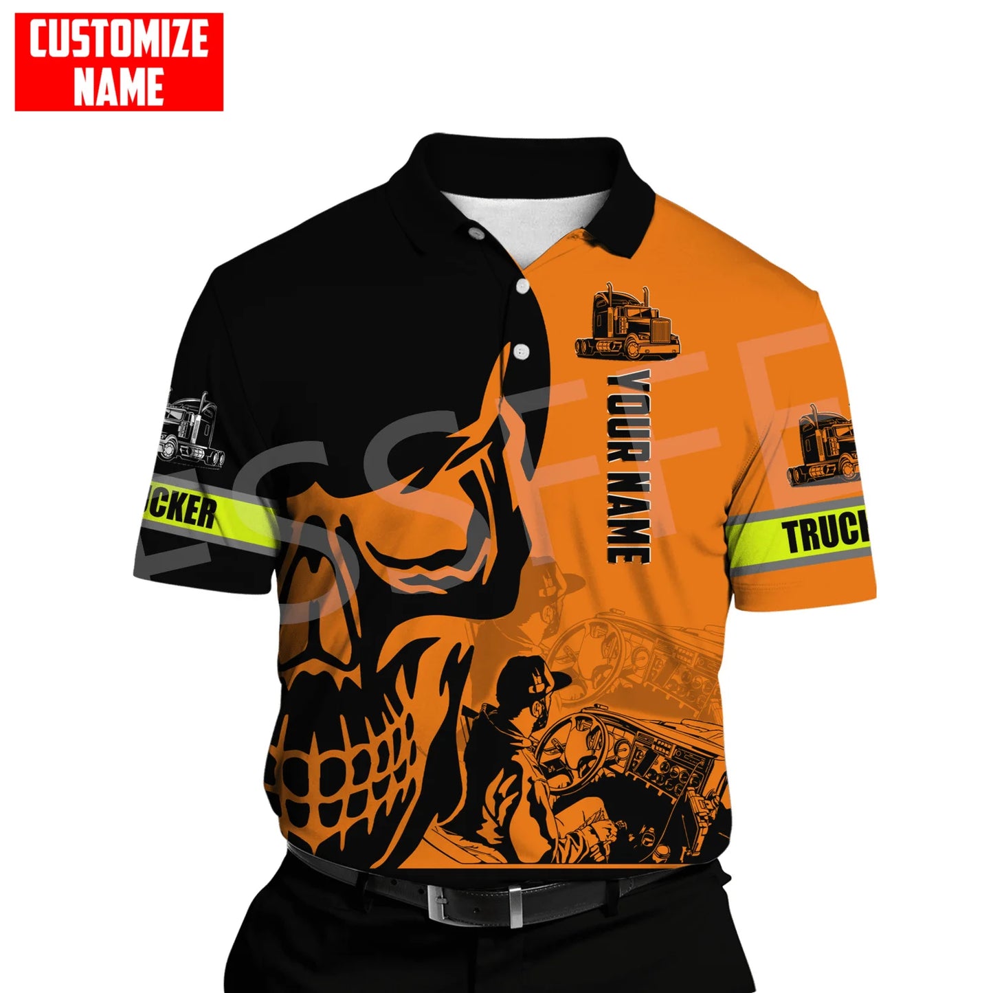 Custom Name Truck Operator Trucker Driver Worker 3DPrint Summer Tattoo Harajuku Polo Shirts Jersey Streetwear Short Sleeves AK3
