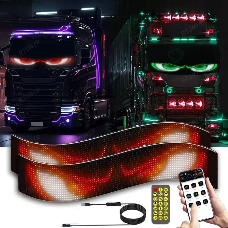 Demon Eyes Car APP LED Matrix Pixel Panel Led Eyes for Truck DIY Programmable Flexible LED Display Car Truck Accessorie
