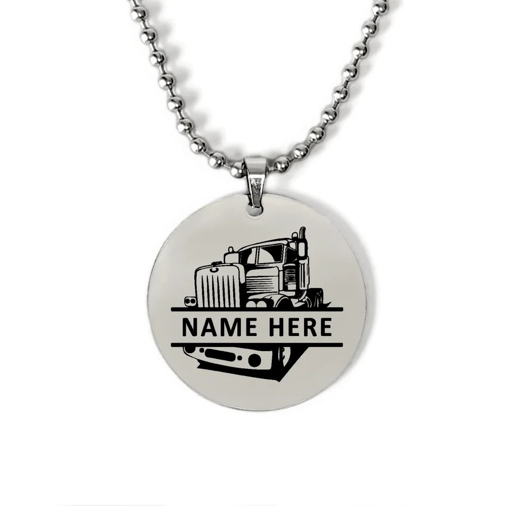 Vintage Customize Truck Pendant Necklaces for Men,Personalized Truker Charm Necklace,Father's Day Jewelry,Gifts for Dad Grandpa