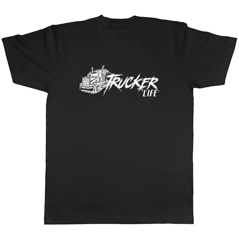 Trucker Life Mens T-Shirt Truck Trucking Trailer Freight Cargo Tee Gift