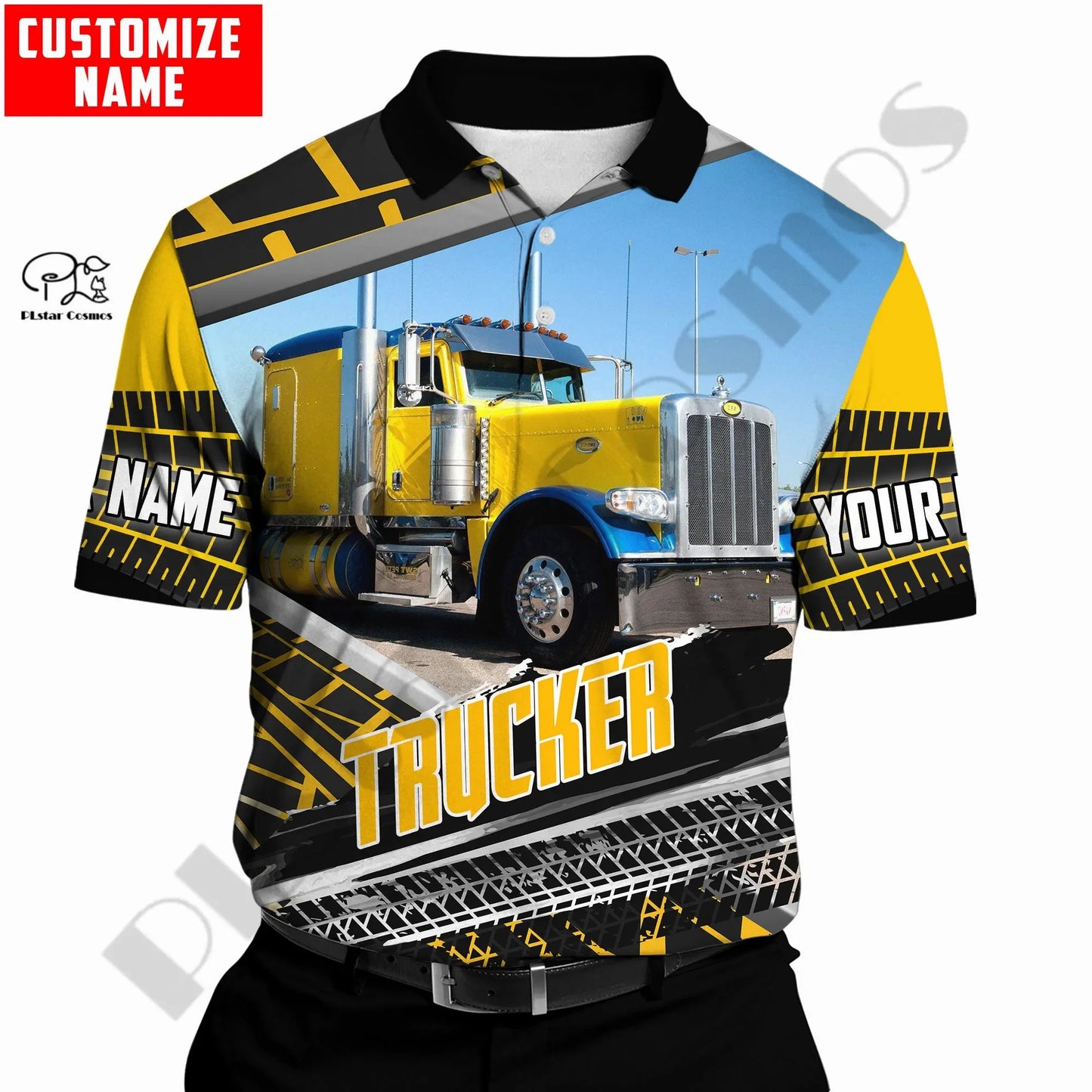 PLstarCosmos 3DPrint Truck Job Worker Polo Shirt Custom Name Team Funny Summer Harajuku Sleeveless Tees Fitness Unisex Style-1