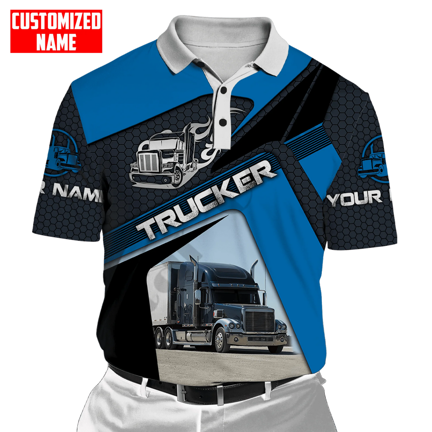 PLstarCosmos 3DPrint Truck Job Worker Polo Shirt Custom Name Team Funny Summer Harajuku Sleeveless Tees Fitness Unisex Style-1