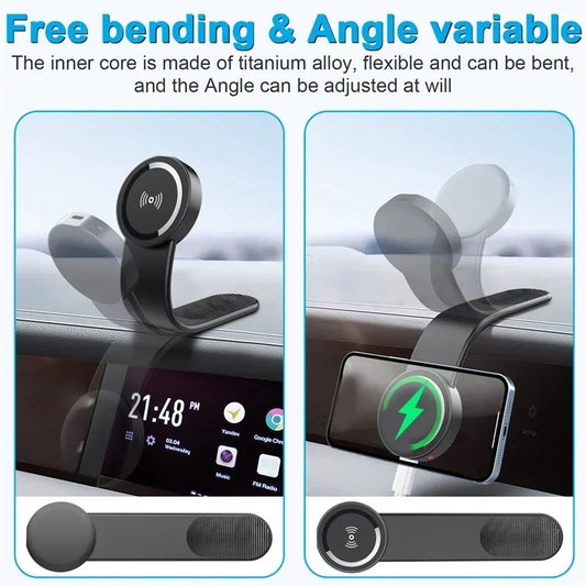 Magnetic Car Wireless Charger Fast Charging Car Phone Holder Center Control Screen Dashboard for iPhone 15 14 13 Samsung Xiaomi